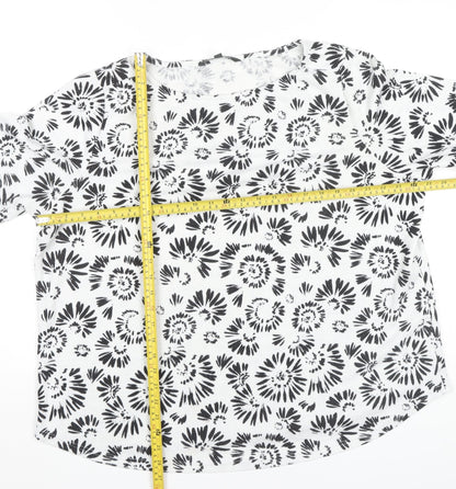 Bonmarché Women’s Black Floral 3/4 Sleeve Polyester T-Shirt Size 22