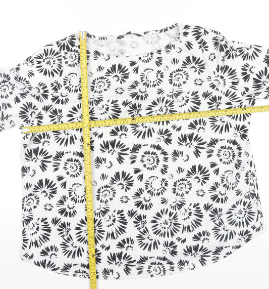 Bonmarché Women’s Black Floral 3/4 Sleeve Polyester T-Shirt Size 22