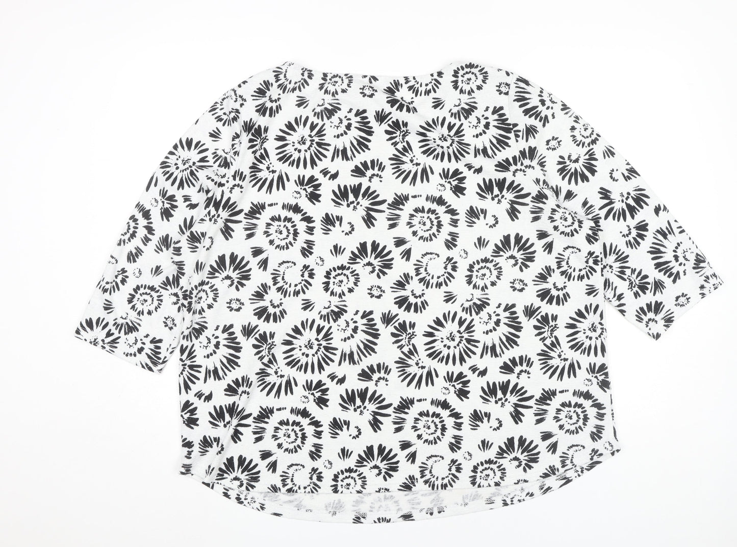 Bonmarché Women’s Black Floral 3/4 Sleeve Polyester T-Shirt Size 22