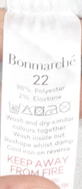 Bonmarché Women’s Black Floral 3/4 Sleeve Polyester T-Shirt Size 22