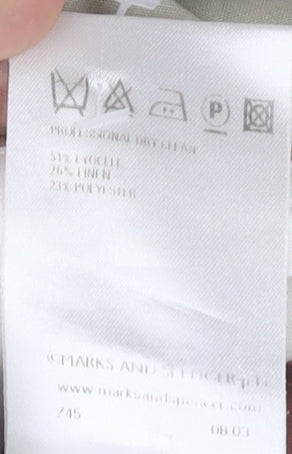 Marks and Spencer Men's Beige Chino Trousers 34W 31L Pleated Linen Blend