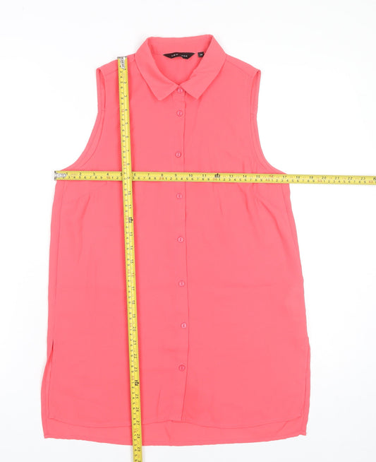New Look Women's Pink Sleeveless Button-Up Shirt UK 10