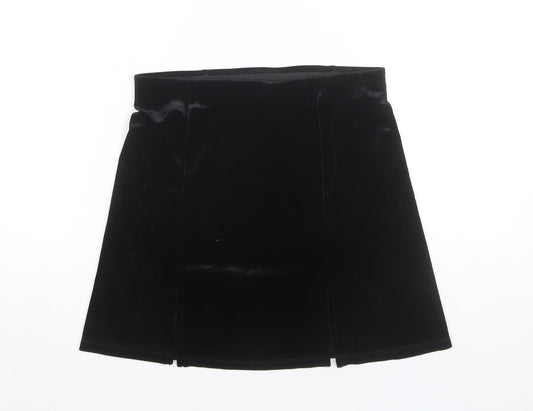 Monki Women’s Black Velvet High Rise Short Straight Skirt Size S