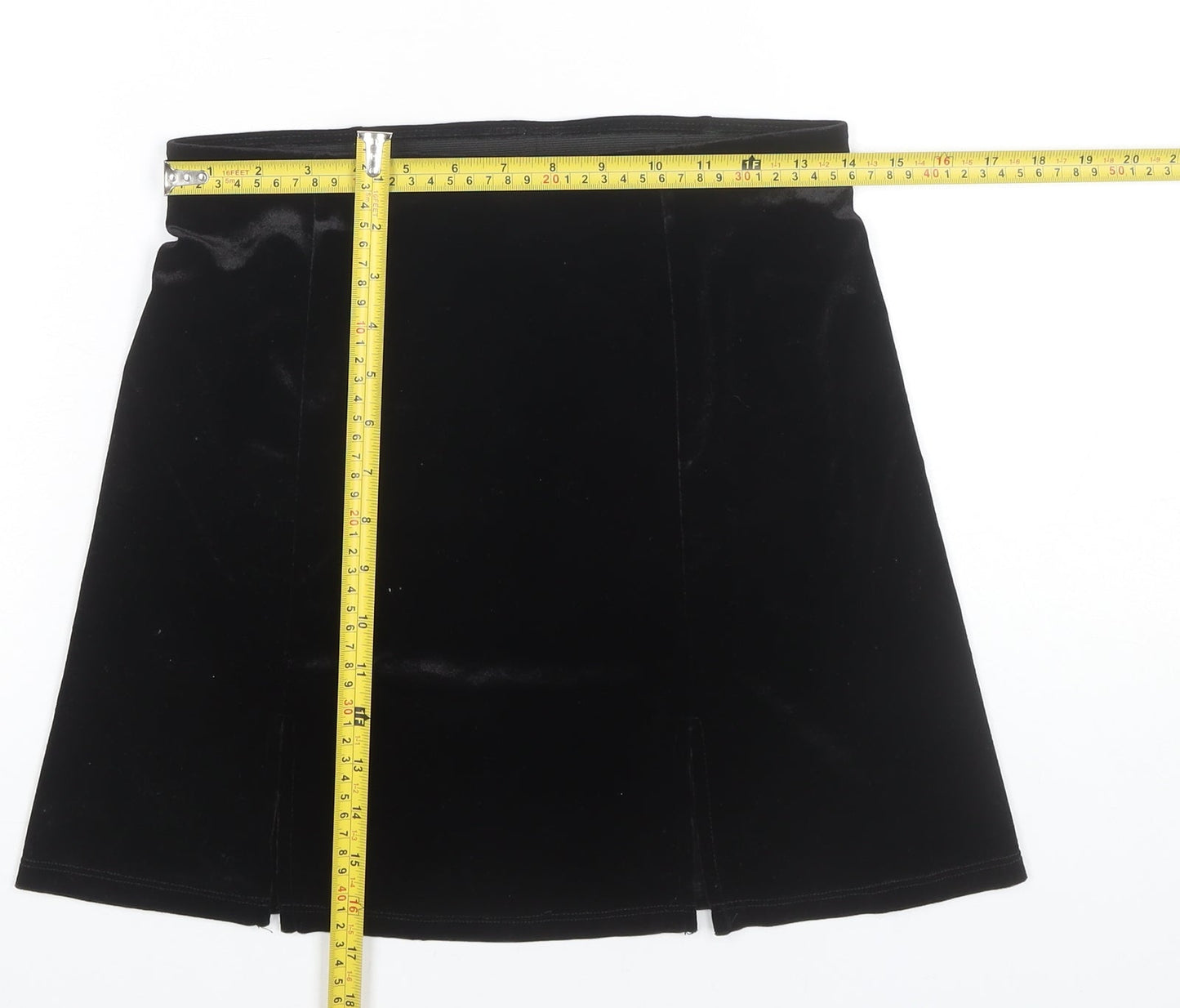 Monki Women’s Black Velvet High Rise Short Straight Skirt Size S