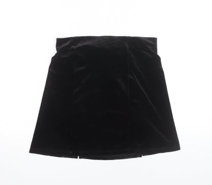 Monki Women’s Black Velvet High Rise Short Straight Skirt Size S