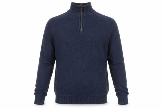 Mountain Warehouse Men’s Blue Cotton 1/4 Zip High Neck Jumper L