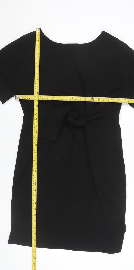 Finery Women's Black Size 6 Sheath Knee Length Belted Dress