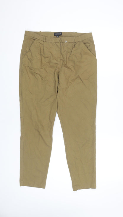 Topshop Women’s Brown Size 10 Tapered Pleated Trousers