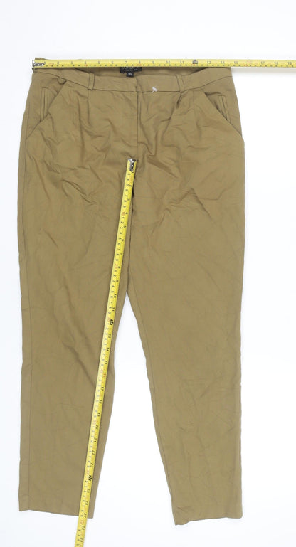 Topshop Women’s Brown Size 10 Tapered Pleated Trousers