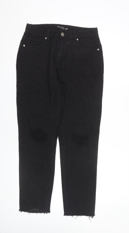 I Saw It First Women’s Black Size 12 Straight Distressed Jeans