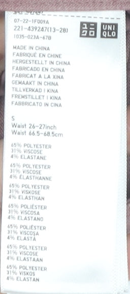 Uniqlo Men’s Pink Slim Fit Straight Leg Trousers S 26in Waist