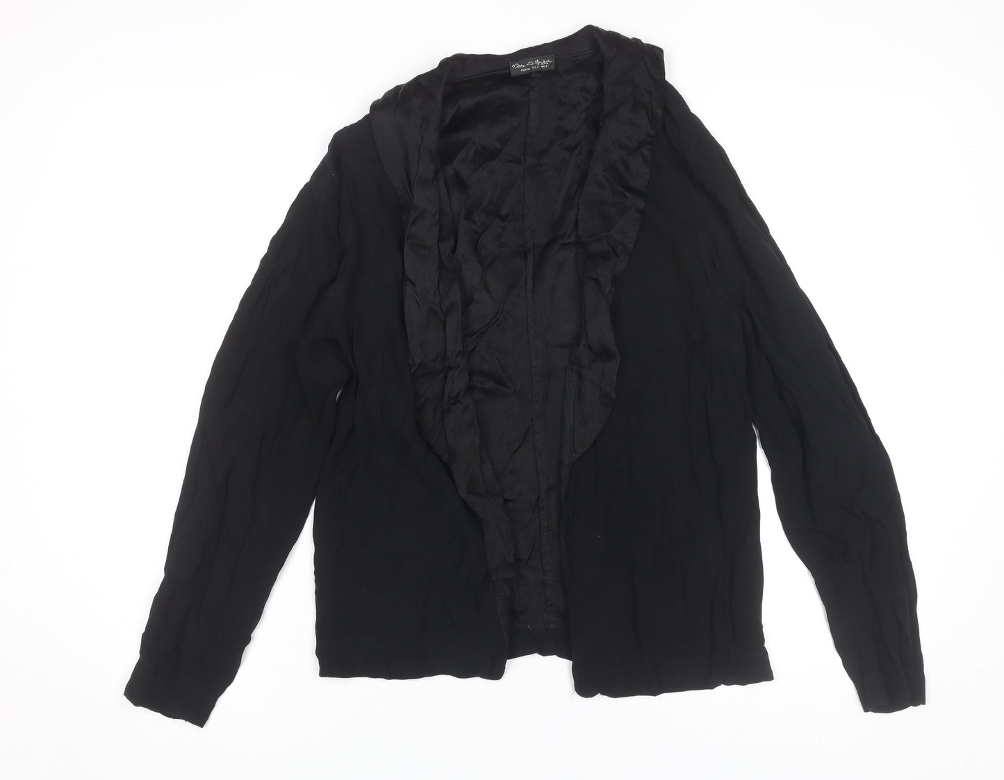 Oscar de la Renta Women’s Black Ruffle Jacket Size 8 Viscose Silk