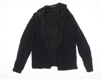 Oscar de la Renta Women’s Black Ruffle Jacket Size 8 Viscose Silk