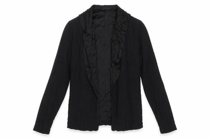 Oscar de la Renta Women’s Black Ruffle Jacket Size 8 Viscose Silk