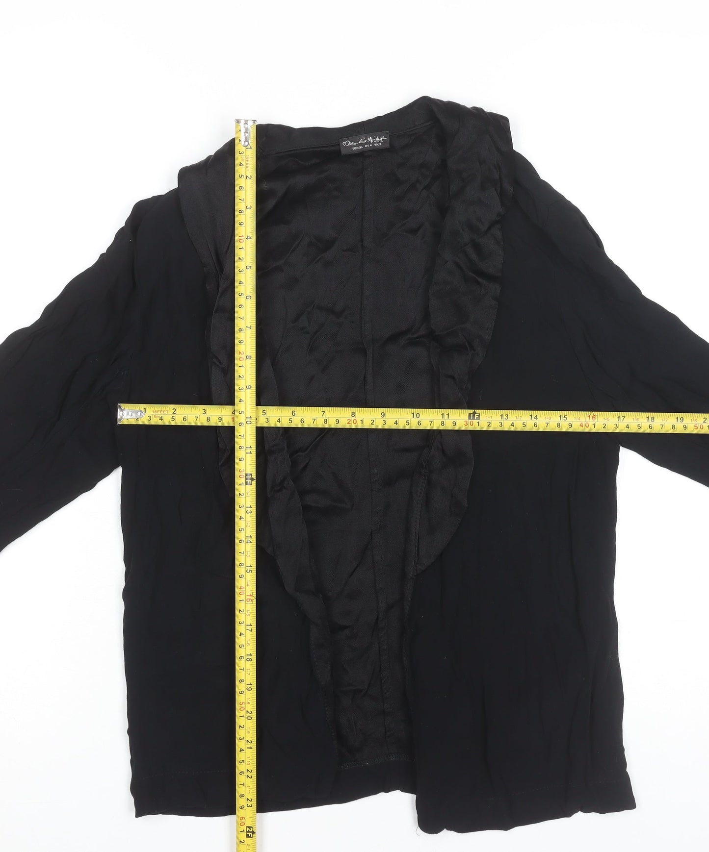 Oscar de la Renta Women’s Black Ruffle Jacket Size 8 Viscose Silk