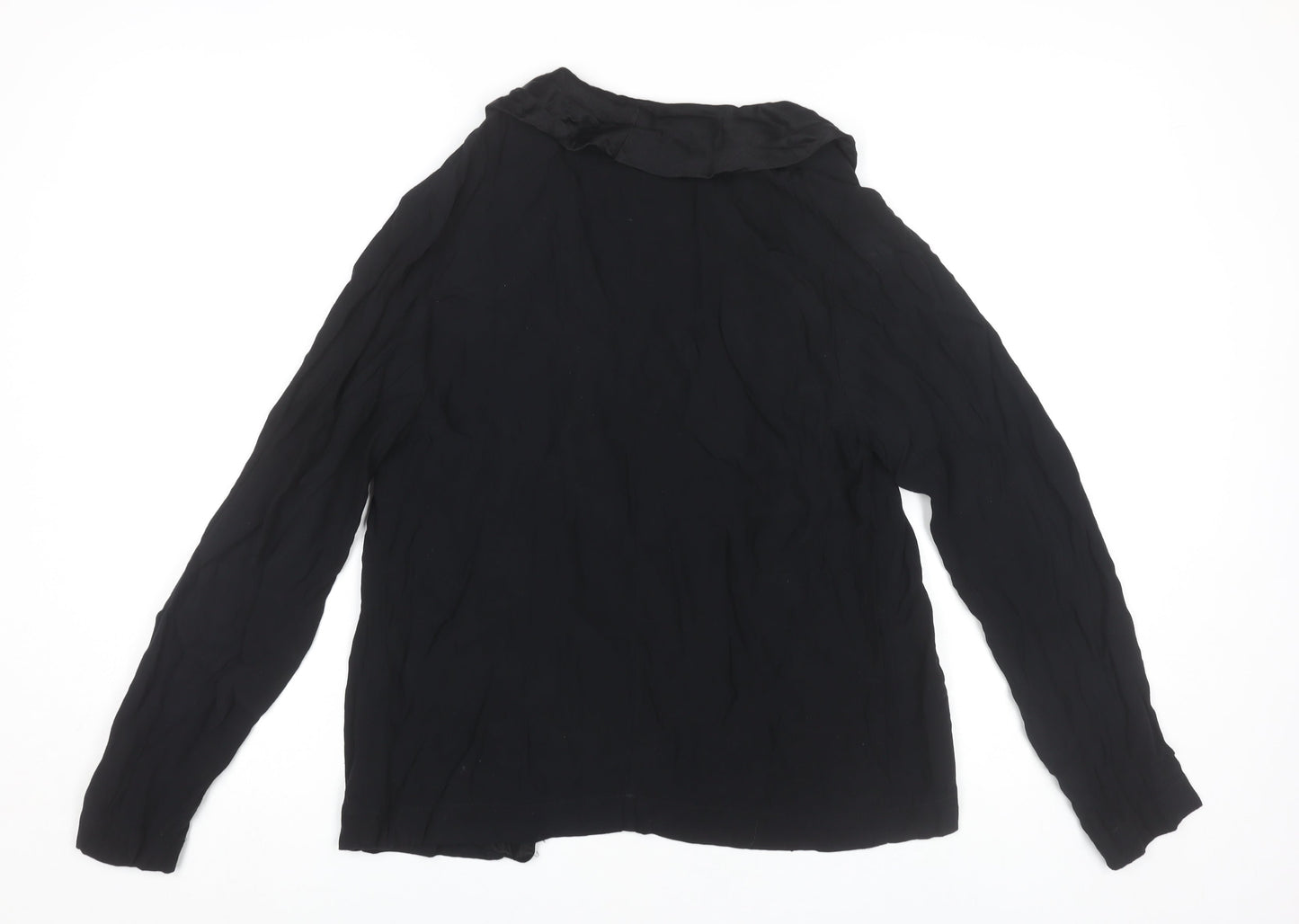 Oscar de la Renta Women’s Black Ruffle Jacket Size 8 Viscose Silk
