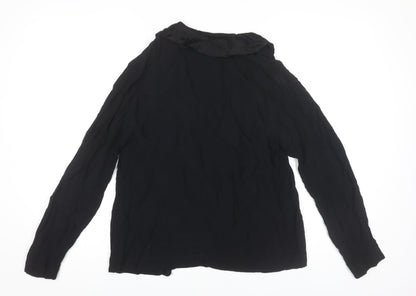 Oscar de la Renta Women’s Black Ruffle Jacket Size 8 Viscose Silk