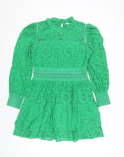 Next Women’s Green Lace A-Line Party Dress Size 10 Long Sleeve