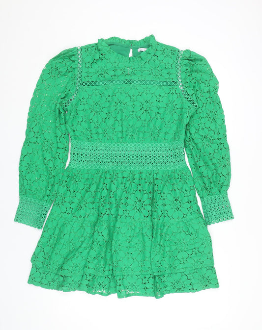 Next Women’s Green Lace A-Line Party Dress Size 10 Long Sleeve
