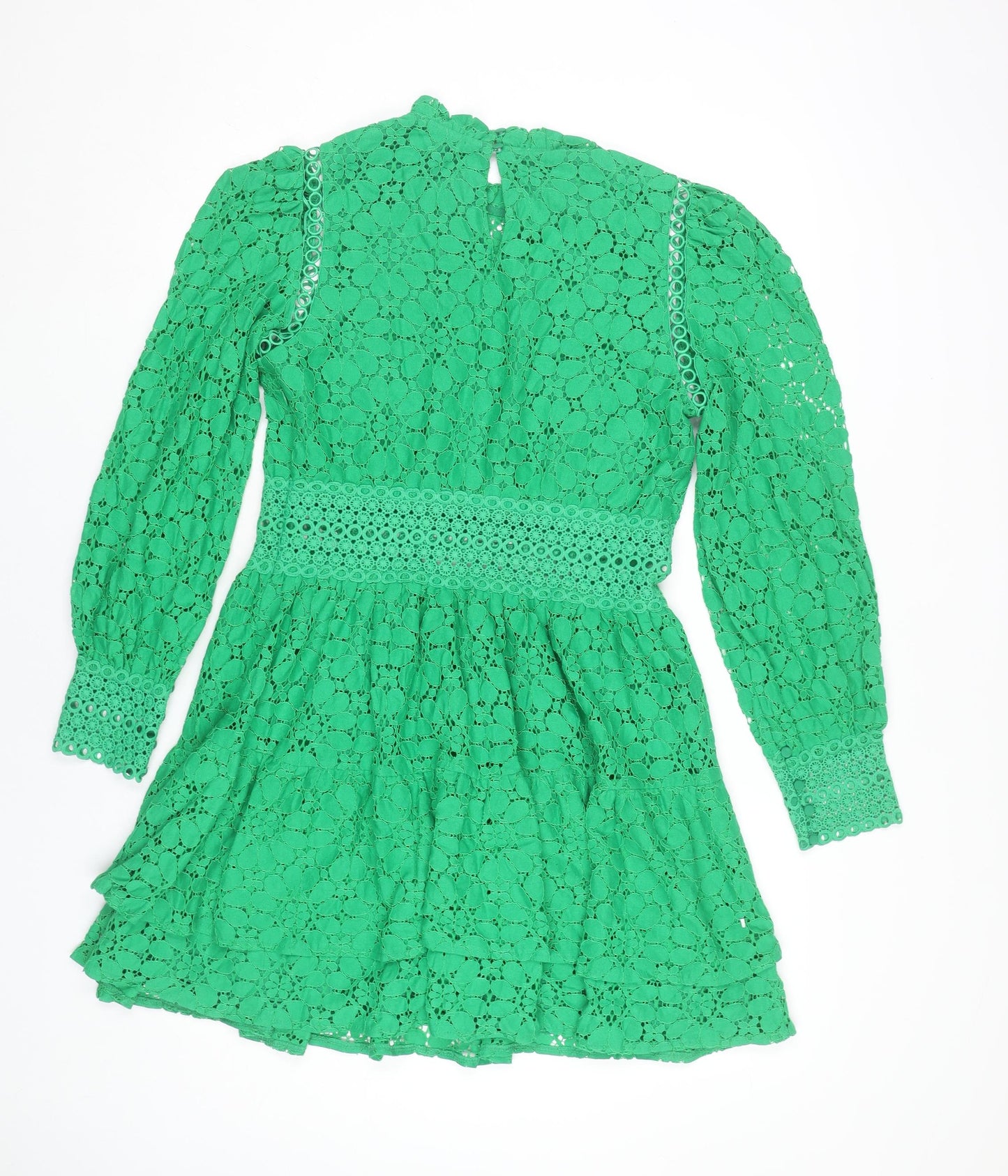 Next Women’s Green Lace A-Line Party Dress Size 10 Long Sleeve