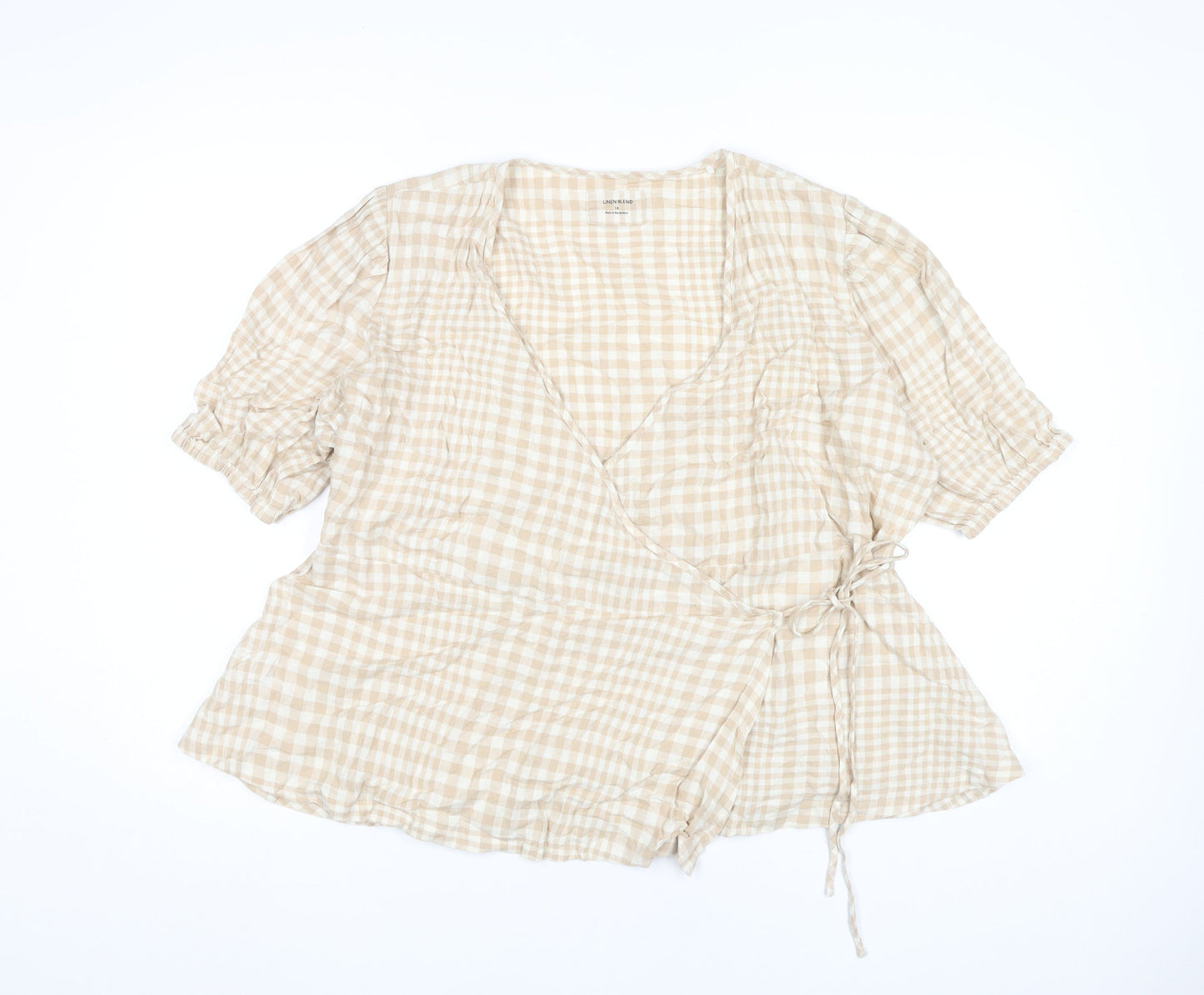 Womens UK Size 18 Marks and Spencer Beige Wrap Blouse