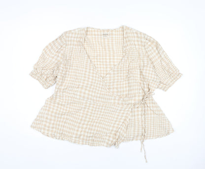 Womens UK Size 18 Marks and Spencer Beige Wrap Blouse