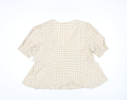 Womens UK Size 18 Marks and Spencer Beige Wrap Blouse