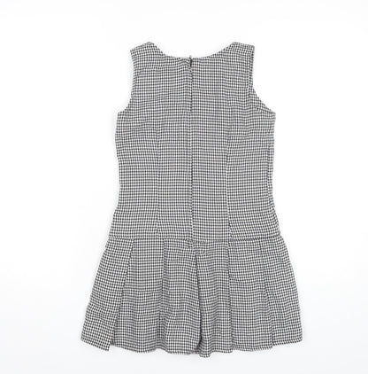 Red Herring Girls Black Houndstooth Pinafore Dress Age 11 Knee Length