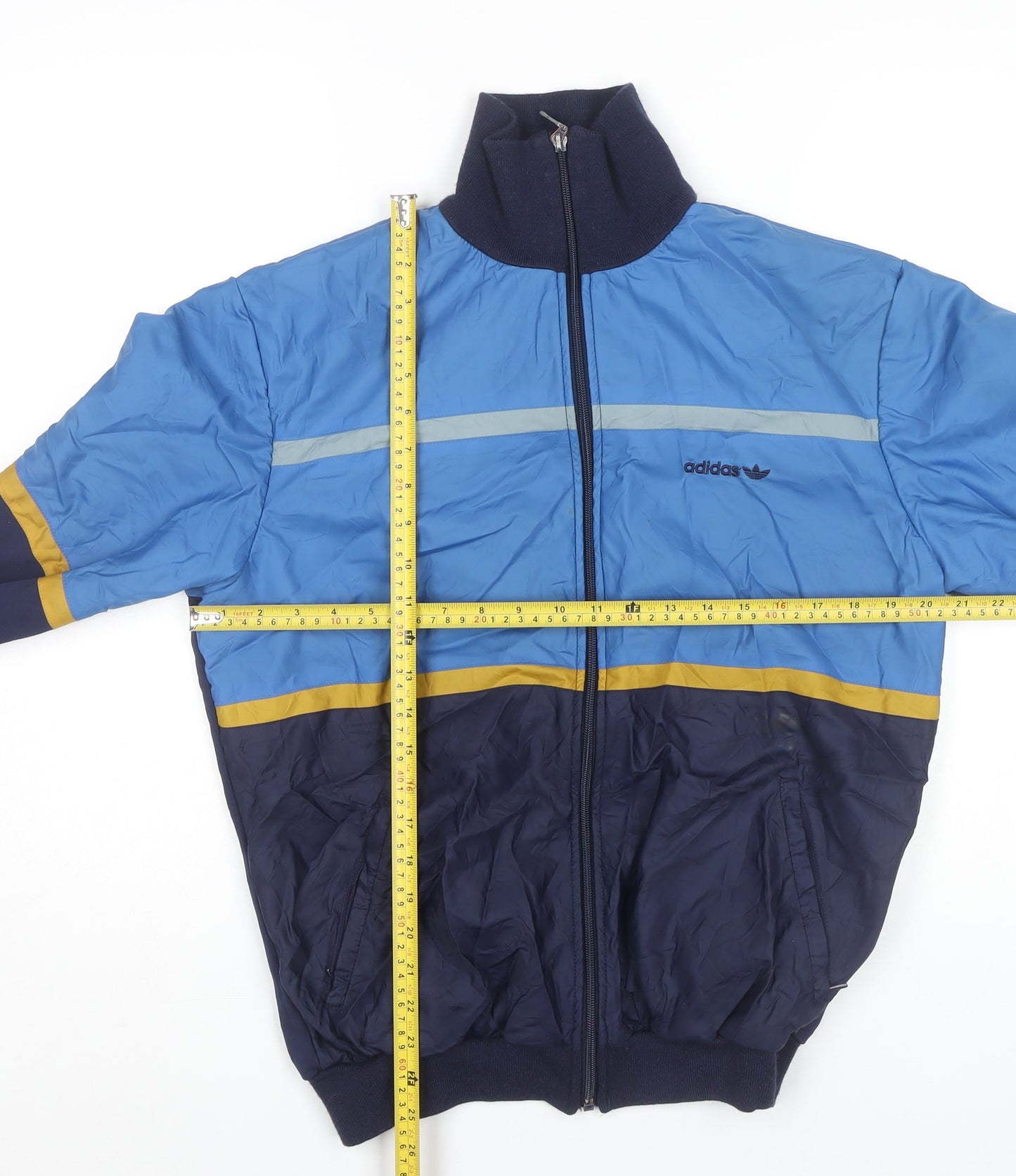 adidas Men's Blue Vintage Bomber Jacket M 40in Full Zip Sports Casual