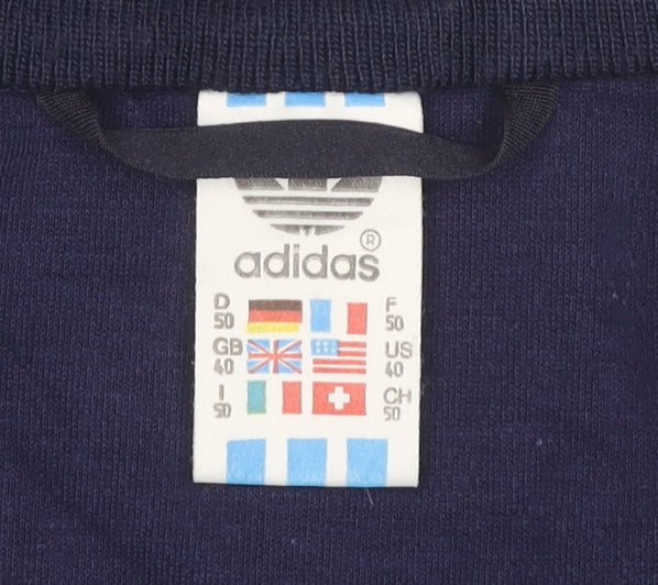 adidas Men's Blue Vintage Bomber Jacket M 40in Full Zip Sports Casual