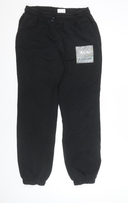 Mossimo Men's Black Regular Fit Sweatpants M Logo Casual Fleece