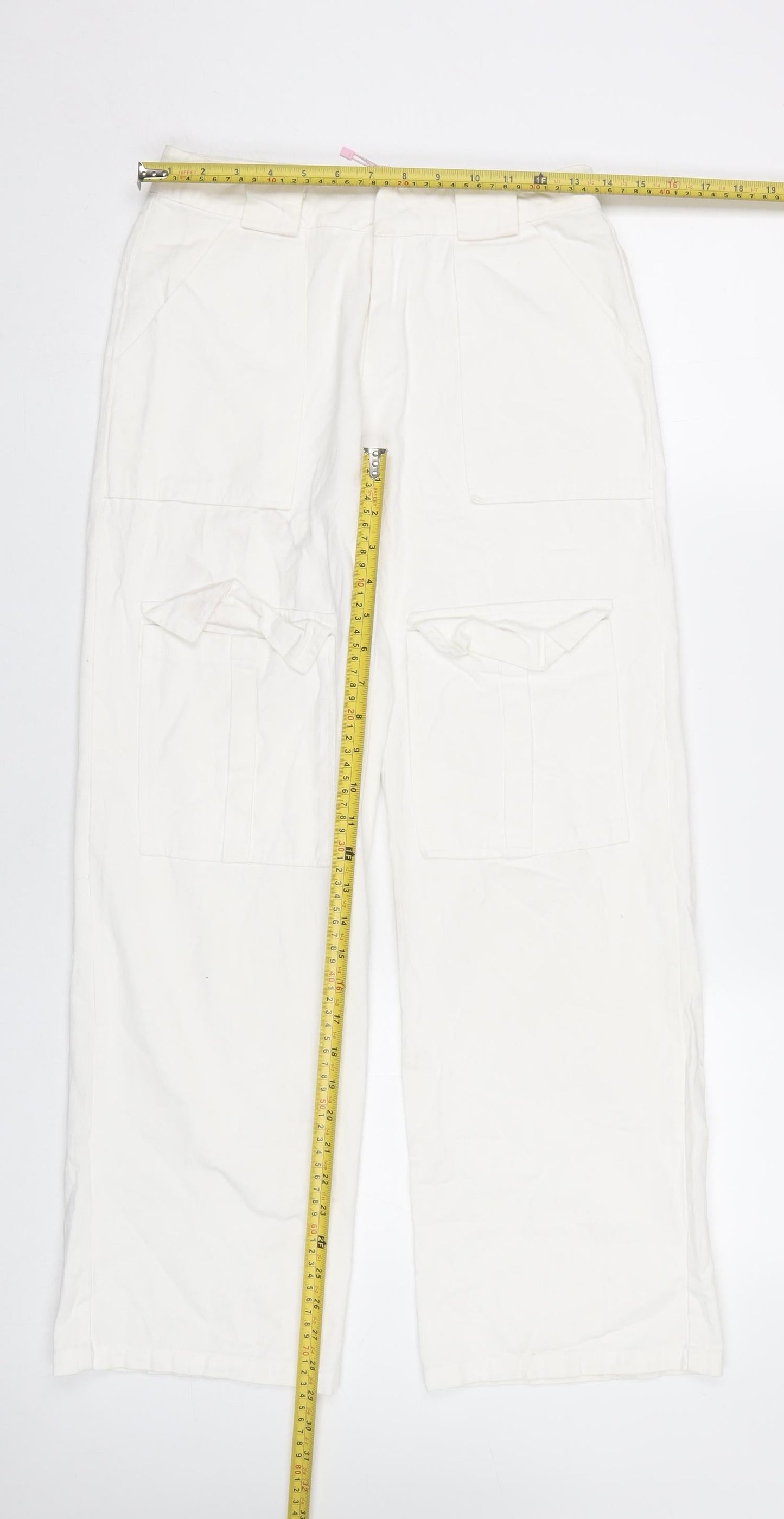 MISSYEMPIRE Womens White Size 6 Cargo Trousers 100% Cotton Straight Leg