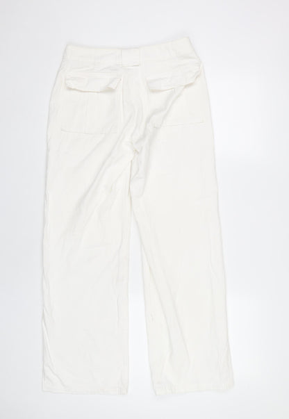 MISSYEMPIRE Womens White Size 6 Cargo Trousers 100% Cotton Straight Leg