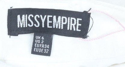 MISSYEMPIRE Womens White Size 6 Cargo Trousers 100% Cotton Straight Leg