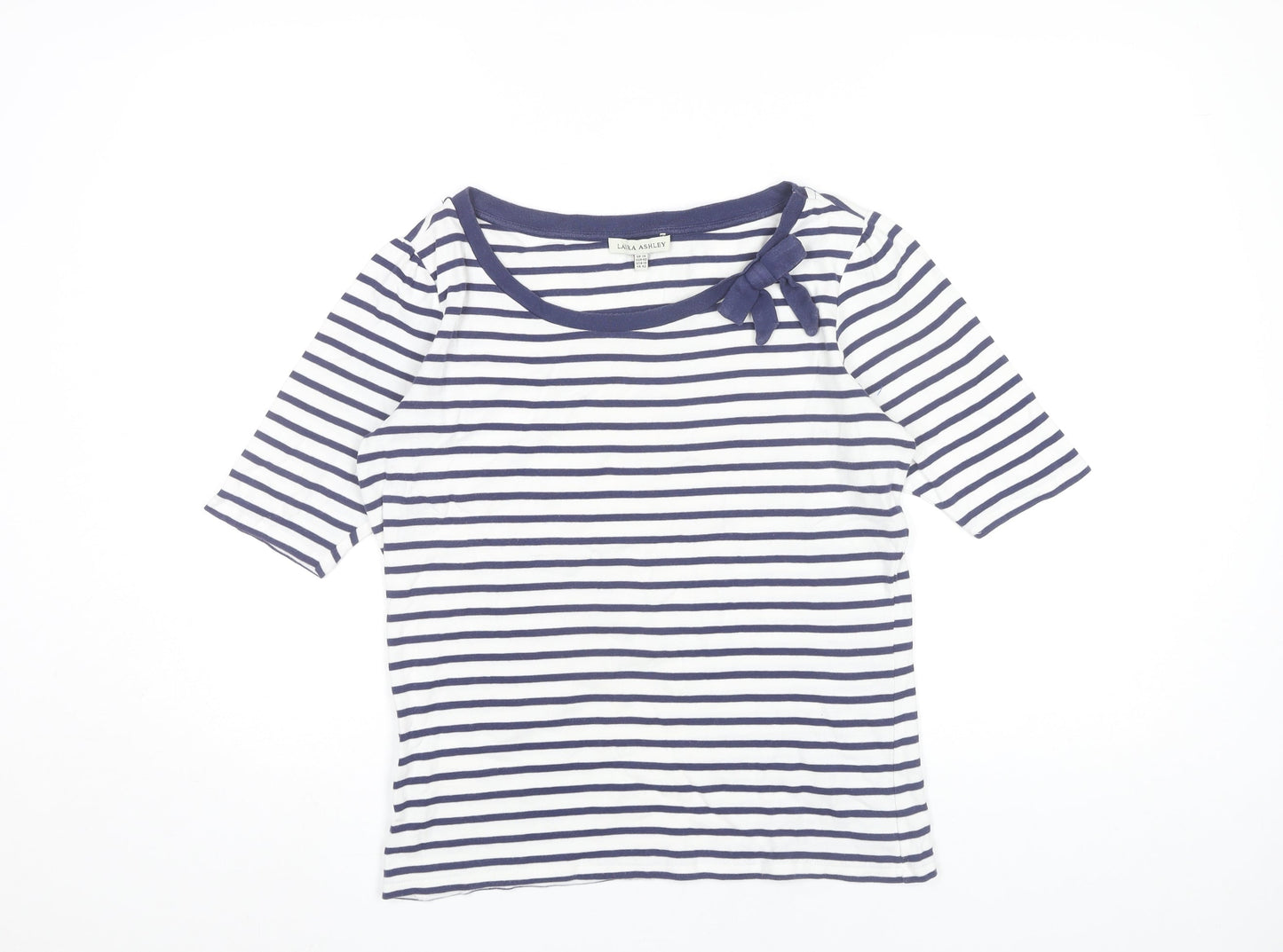 Laura Ashley Women’s Multicoloured Striped Cotton T-Shirt Size 14