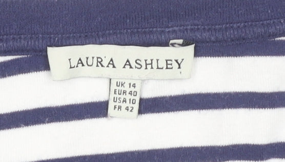 Laura Ashley Women’s Multicoloured Striped Cotton T-Shirt Size 14