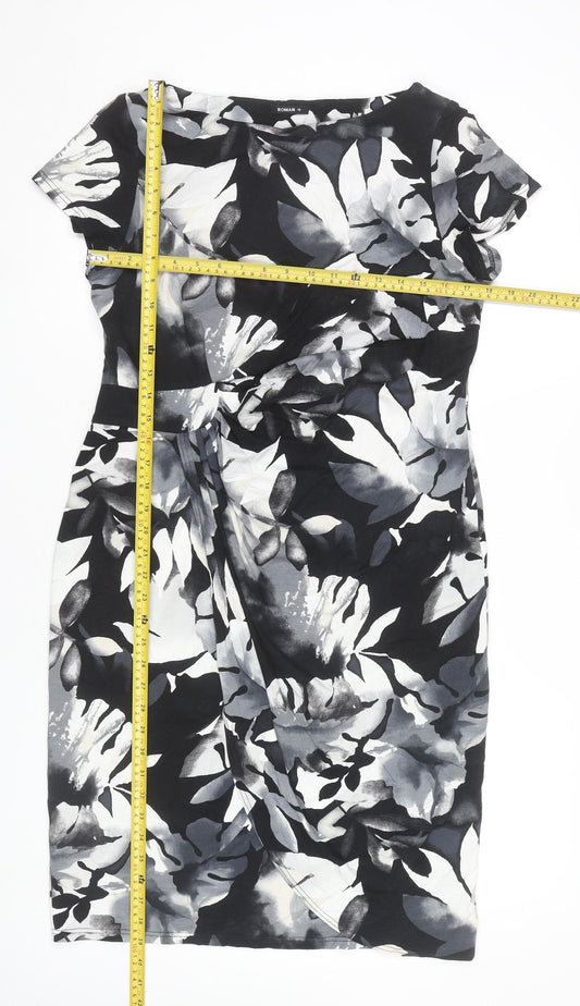 Roman Women’s Multicoloured Size 16 Sheath Dress Floral Ruched