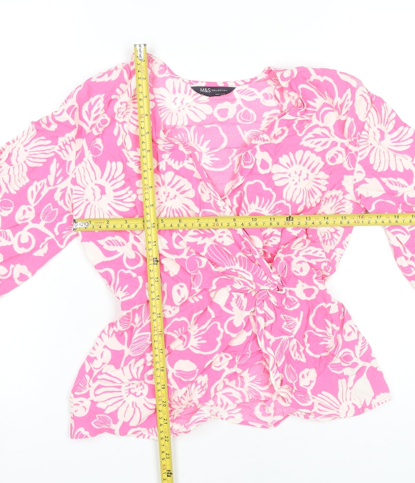 Womens UK Size 6 Marks and Spencer Pink Wrap Blouse