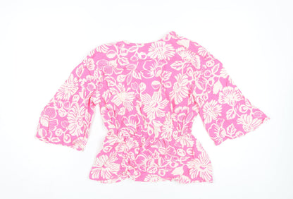 Womens UK Size 6 Marks and Spencer Pink Wrap Blouse