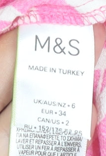 Womens UK Size 6 Marks and Spencer Pink Wrap Blouse