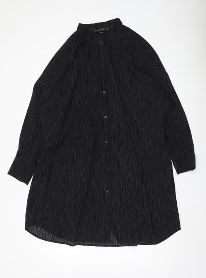 Womens UK Size S Monki Black Tunic Button-Up
