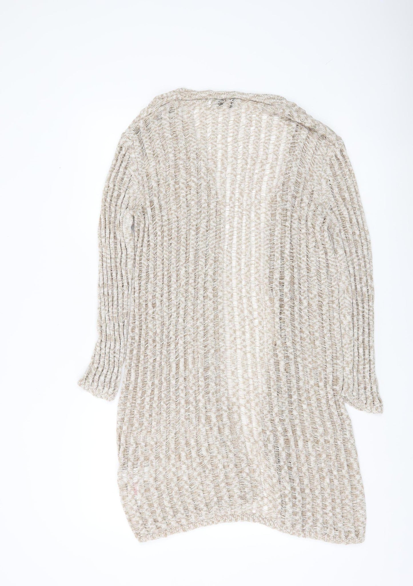 Primark Women’s Beige Open Knit Longline Cardigan Size M 12-14