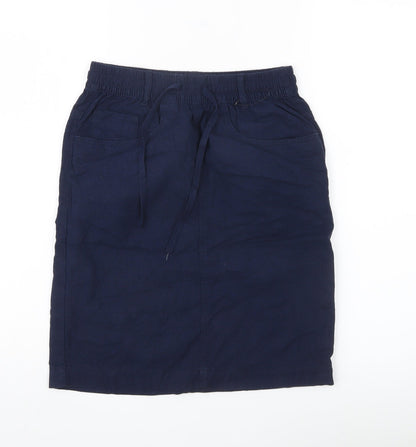 Marks and Spencer Women’s Blue Knee Length Linen Viscose Skirt Size 6