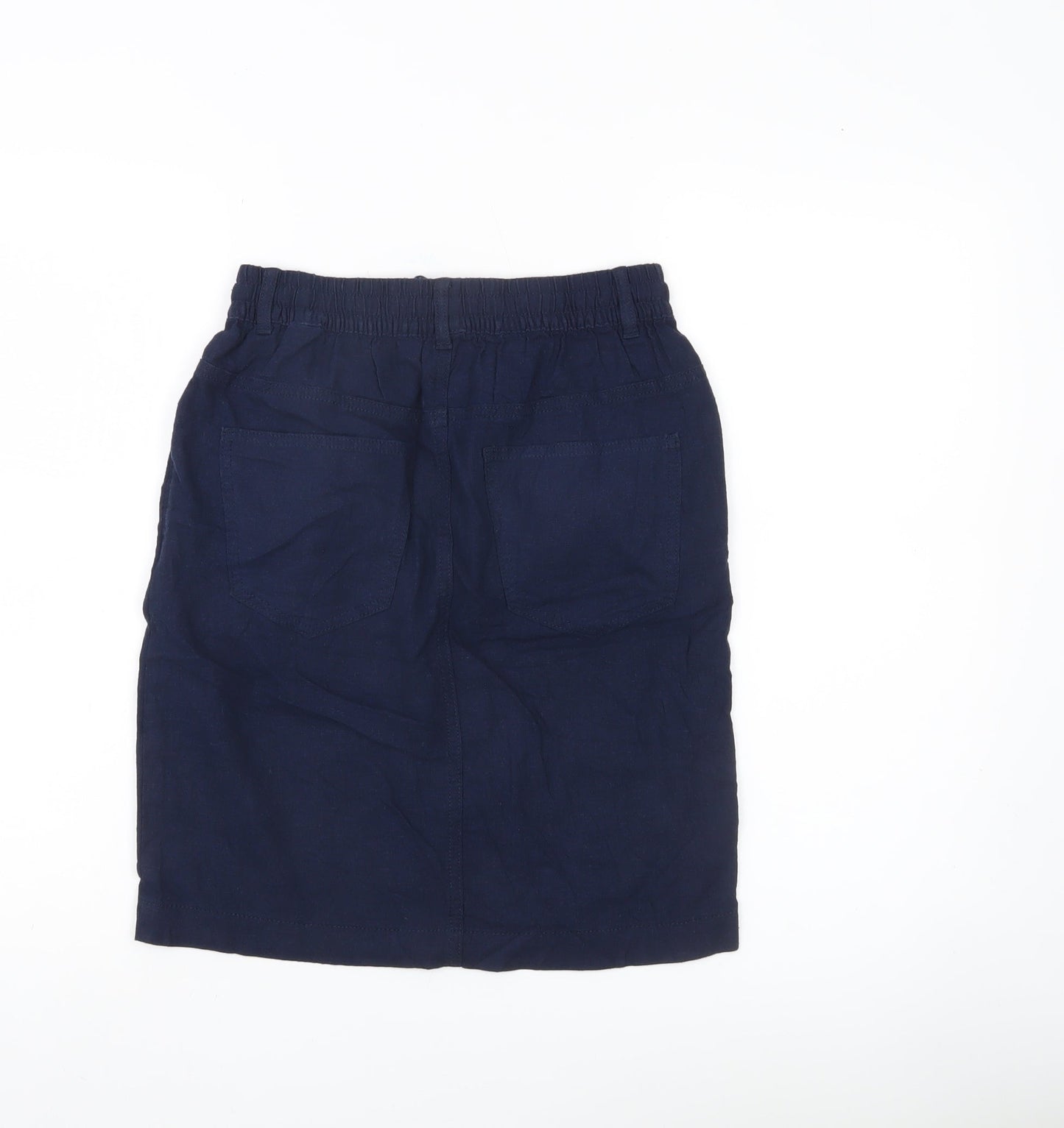 Marks and Spencer Women’s Blue Knee Length Linen Viscose Skirt Size 6