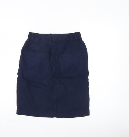 Marks and Spencer Women’s Blue Knee Length Linen Viscose Skirt Size 6