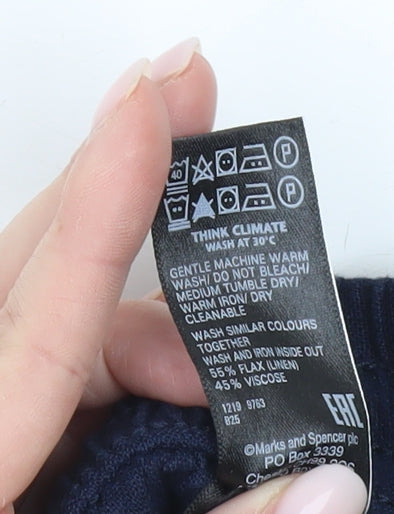 Marks and Spencer Women’s Blue Knee Length Linen Viscose Skirt Size 6