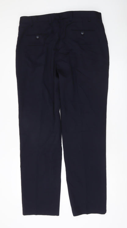 Marks and Spencer Men’s Navy Blue Wool Blend Dress Pants 38x33 Regular Fit