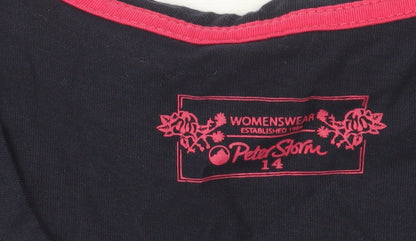 Peter Storm Womens Black Size 14 Scoop Neck Cotton T-Shirt