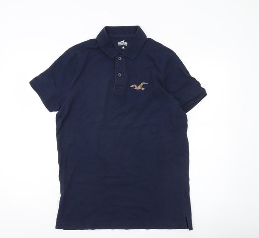 Hollister Men’s Blue Slim Fit Polo Shirt L Short Sleeve Cotton Stretch