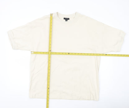 New Look Men Ivory Cotton Blend Crew Neck Short Sleeve T-Shirt M